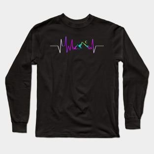 Heartbeat With Mountains In The Moonlight On Camping Long Sleeve T-Shirt